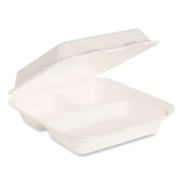 Dart® Bare By Solo Eco-forward Bagasse Hinged Lid Containers, 3-compartment, 9.6 X 9.4 X 3.2, Ivory, 200-carton freeshipping - TVN Wholesale
